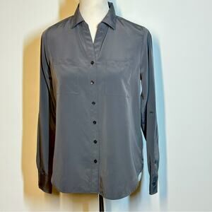 Lands' End Gray Women's Button Down Top Sz 4